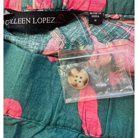 Colleen Lopez Linen Pleated Front Button Trim Midi Skirt SZ Small Deep Jungle - Picture 5 of 7